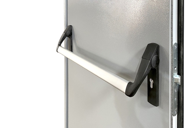 Полуторопольная противопожарная дверь со стеклом, импостами и системой Антипаника ДПМО 02/60 (EIW 60) — №04 (NEW)