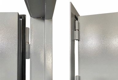 Однопольная противопожарная нержавеющая дверь со стеклом «ромб» ДПМО 01/60 (EI 60) — №08 (NEW)